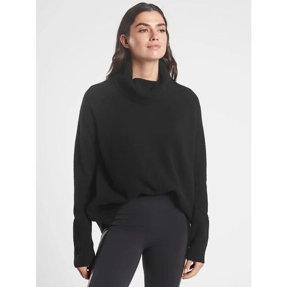 Athleta WOOL CASHMERE ASPEN TURTLENECK SWEATER size S Black - Picture 1 of 10